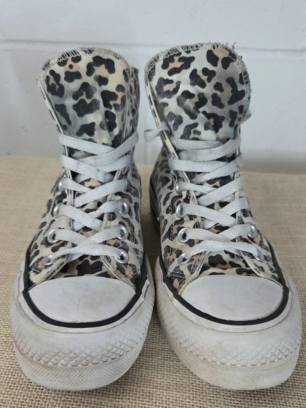 Converse Platform High Top Chuck Taylors in Leopard Print Black, Cream